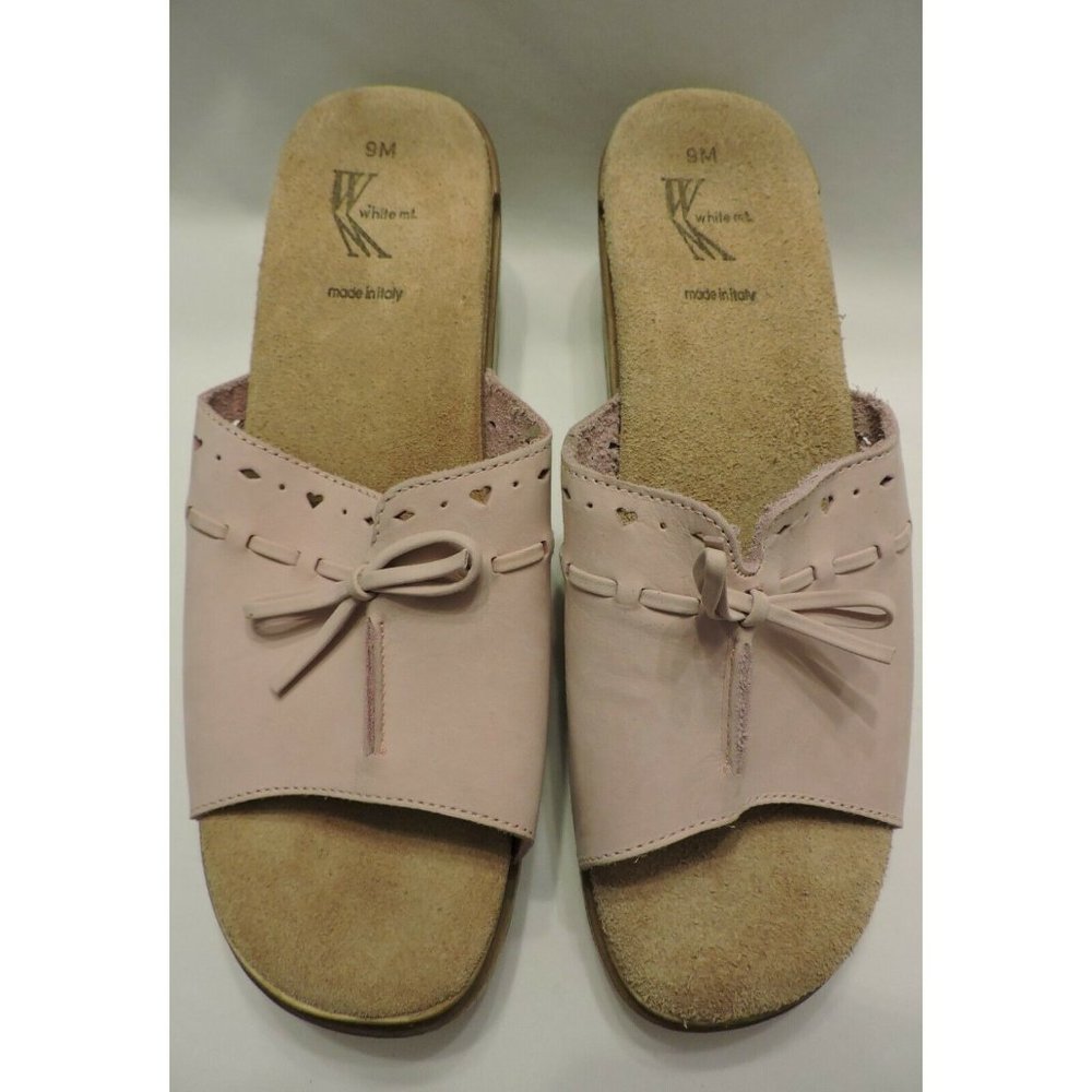 White Mountain Sandals Slip On Clogs Low Heel 9M Comfy Casual Italian Pink Shoes - Picture 2 of 5